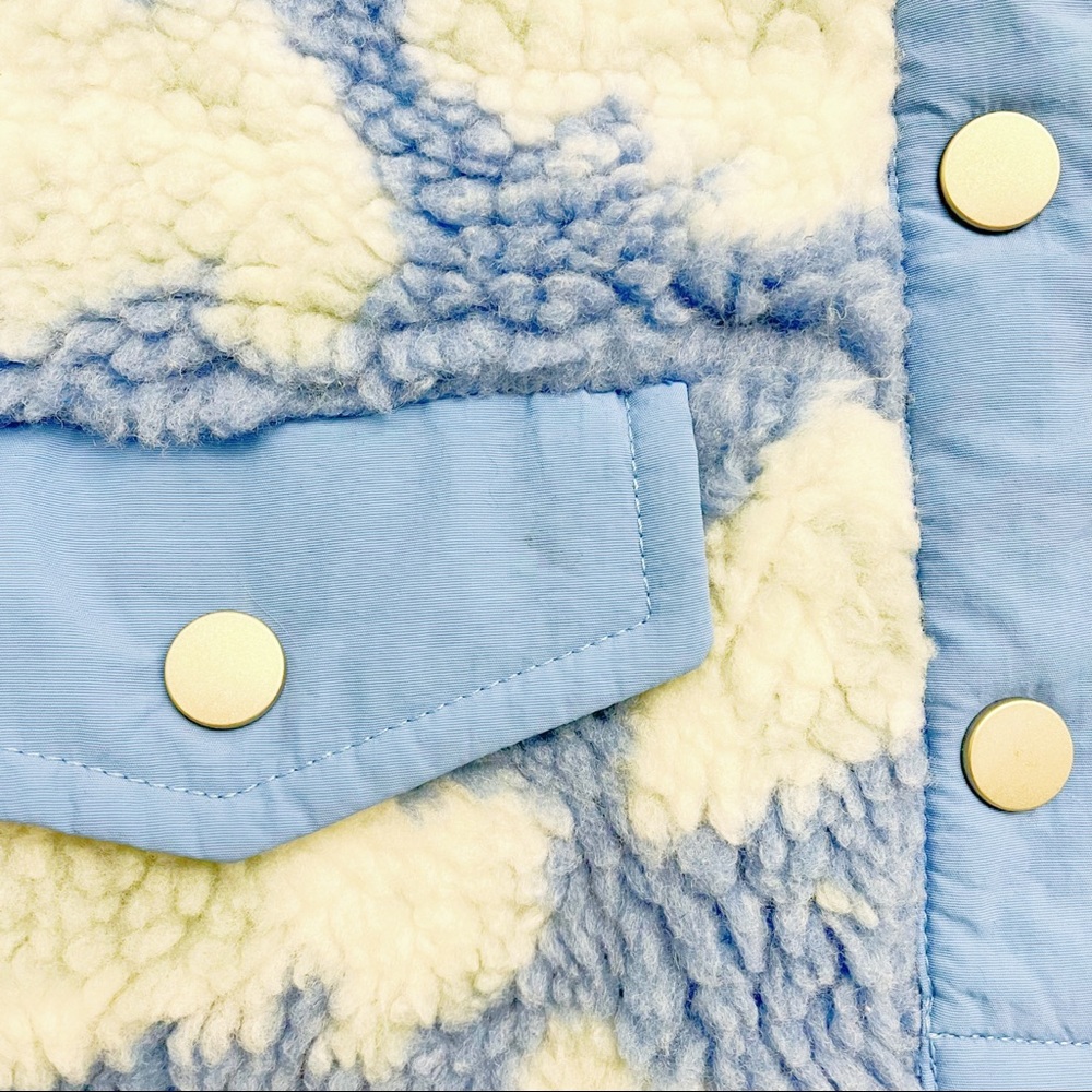 Urban Outfitters Blue and White Cloud Nine Sherpa Popover Jacket - Picture 4 of 8